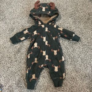 Newborn fuzzy moose onesie